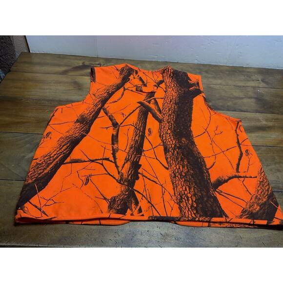 Vintage LL Bean Real Tree Men Vest Large R Orange Camo Hunt Pockets - Picture 12 of 13